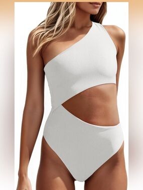 One Piece Ribbed Swimsuit One Shoulder Cutout Swimwear XL. 1939/bb7-1